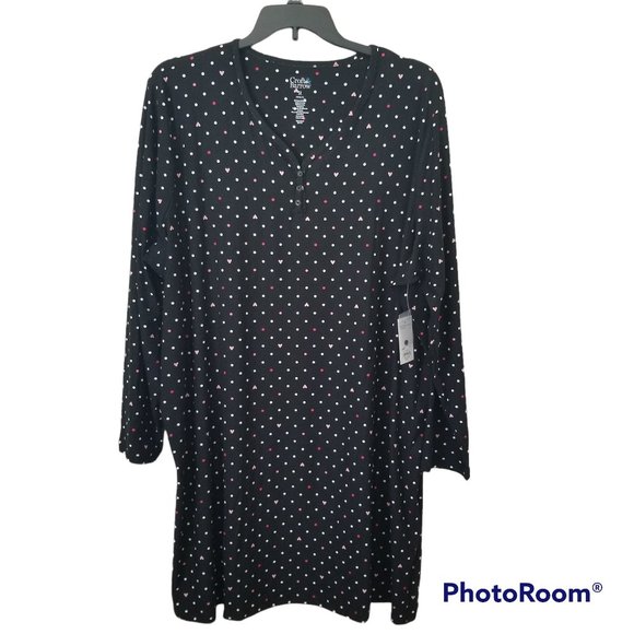 Croft & Barrow Long Sleeve Heart Henley Sleepshirt Pajamas Plus Size 3X - Picture 2 of 11